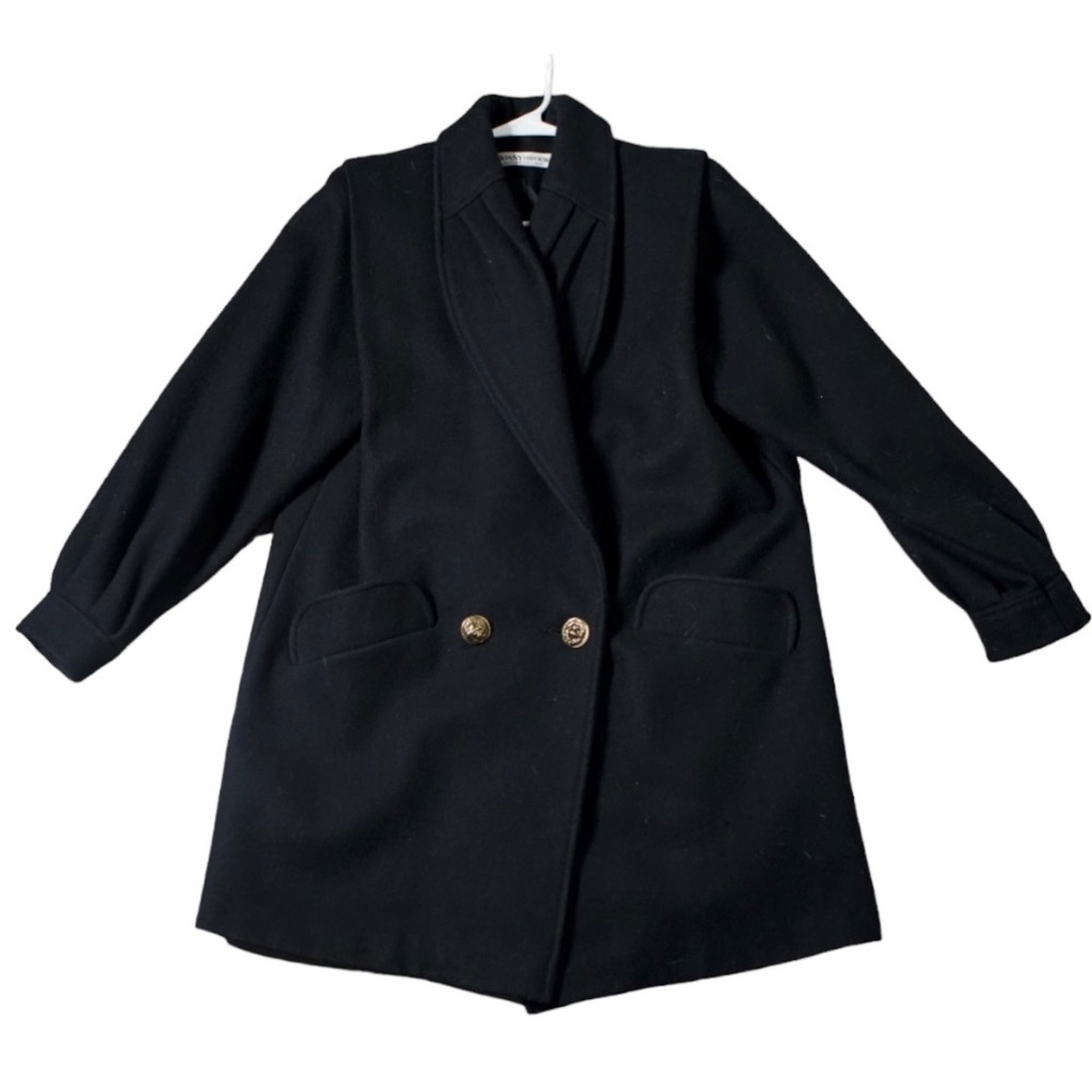 Vintage Donnybrook Long Black Wool Coat ILGWU Union Made Label 80s - 90s Style